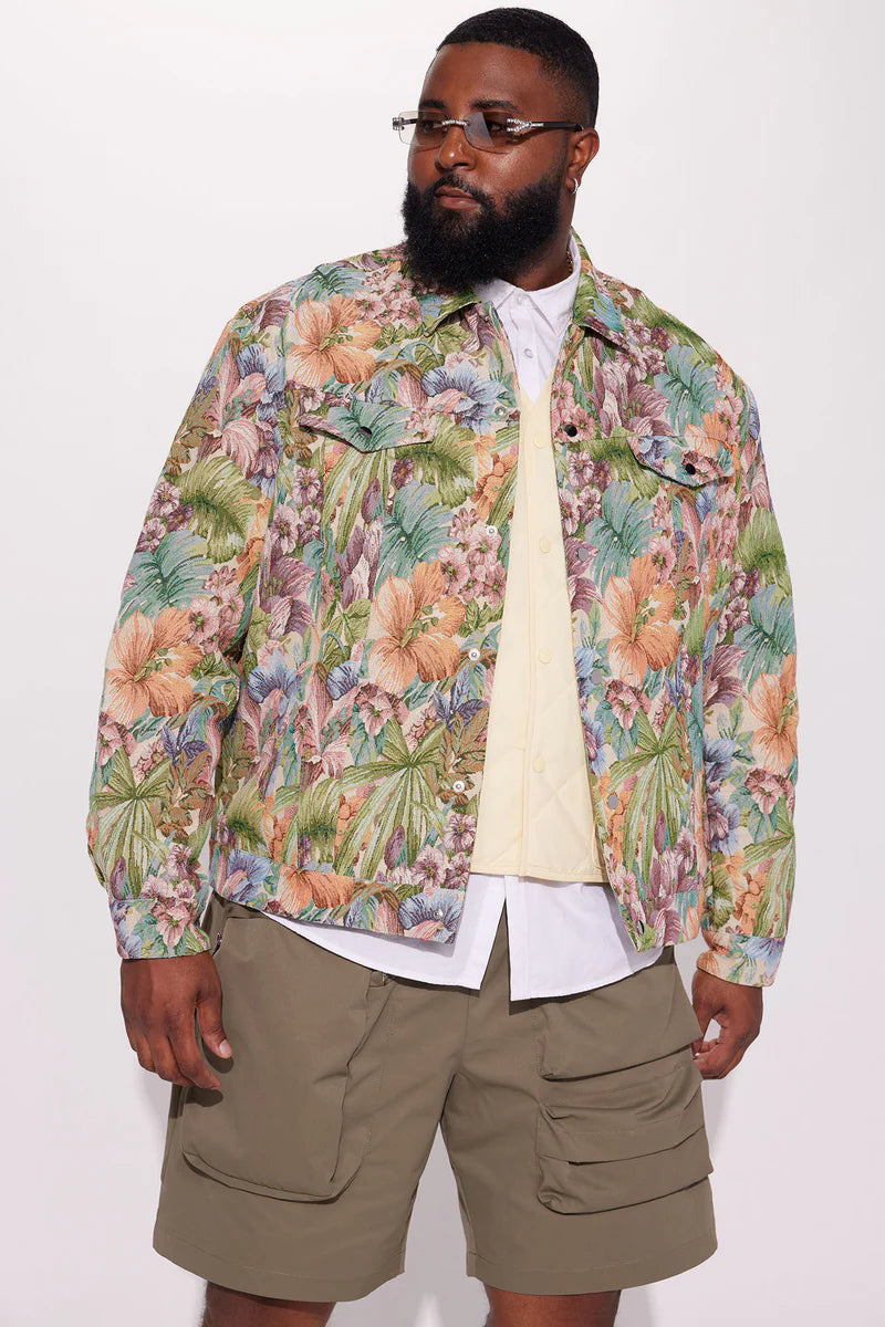 All You Need Is Tapestry Trucker Jacket - Green/combo