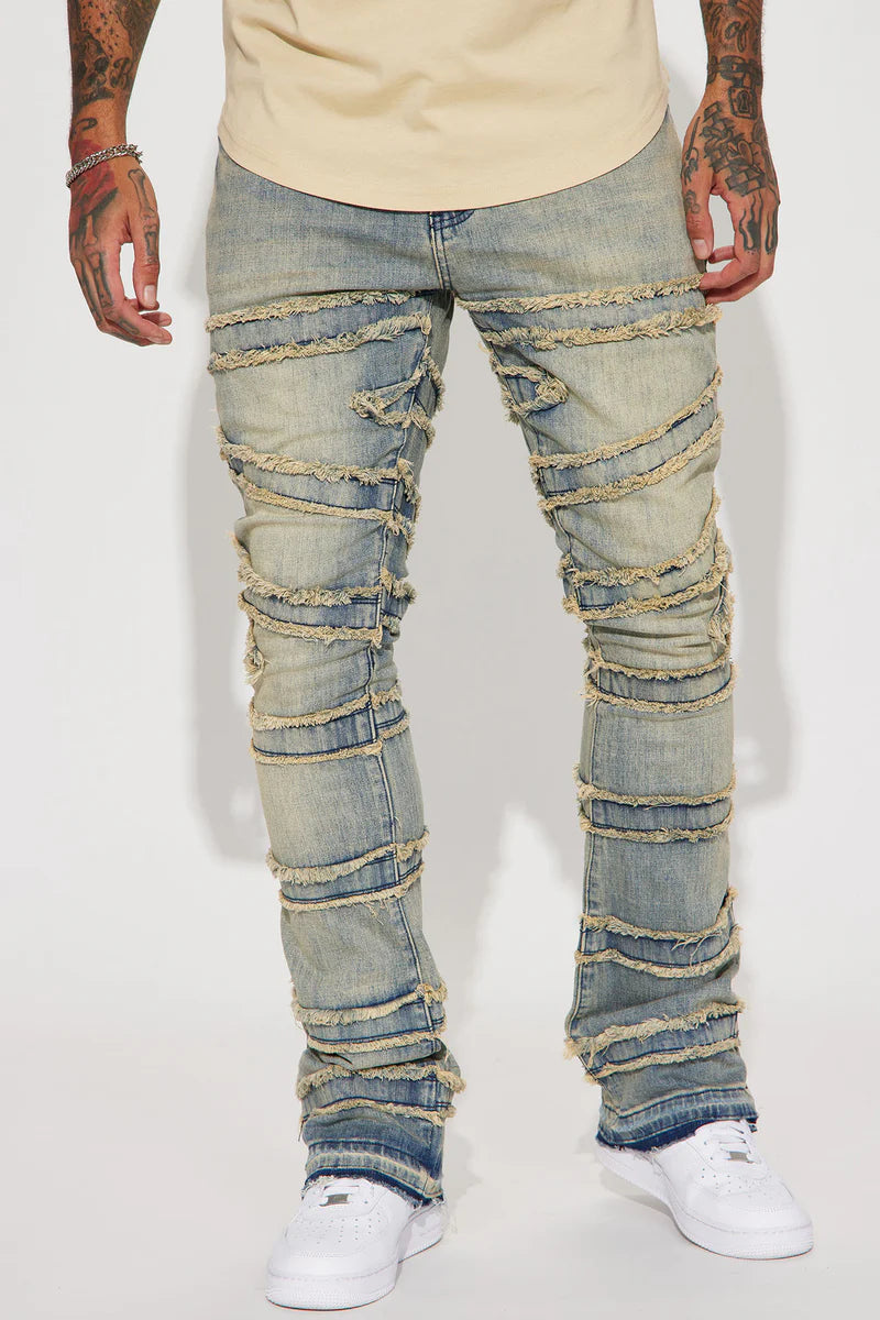 About Fray Stacked Skinny Flare Jeans - Vintage Blue Wash