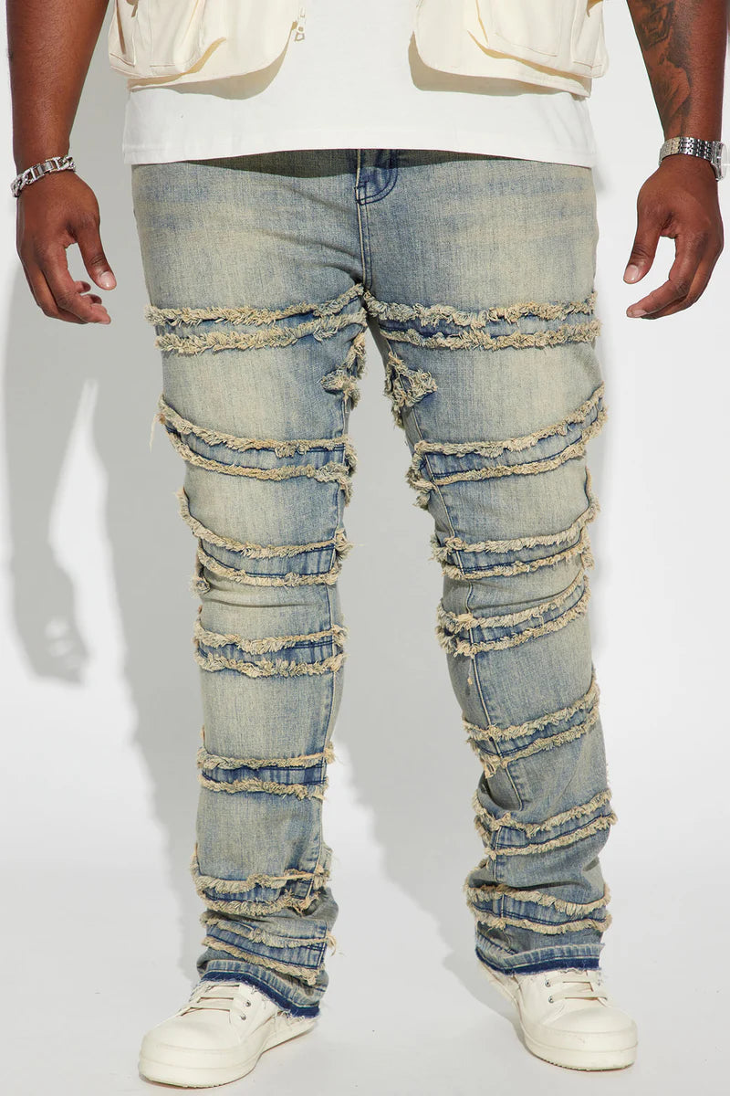About Fray Stacked Skinny Flare Jeans - Vintage Blue Wash