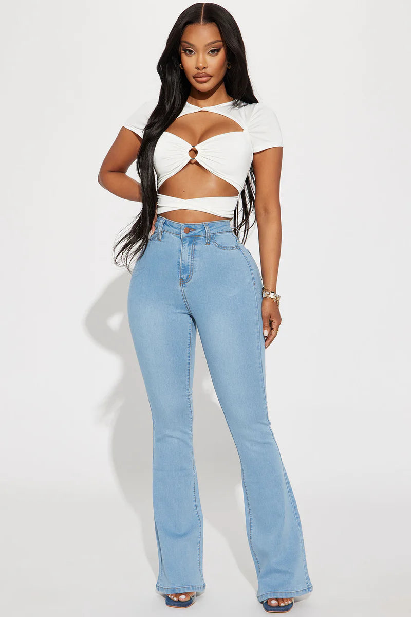 Deep In My Soul Flare Jeans - Light Blue Wash