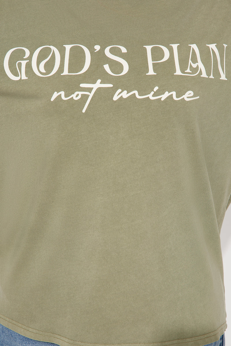 God's Plan Not Mine Washed Tshirt - Olive