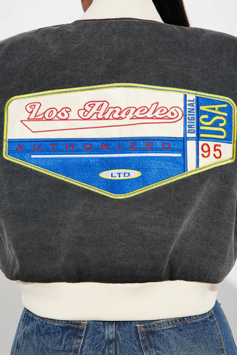 En Route To You Washed Bomber Jacket - Black Wash