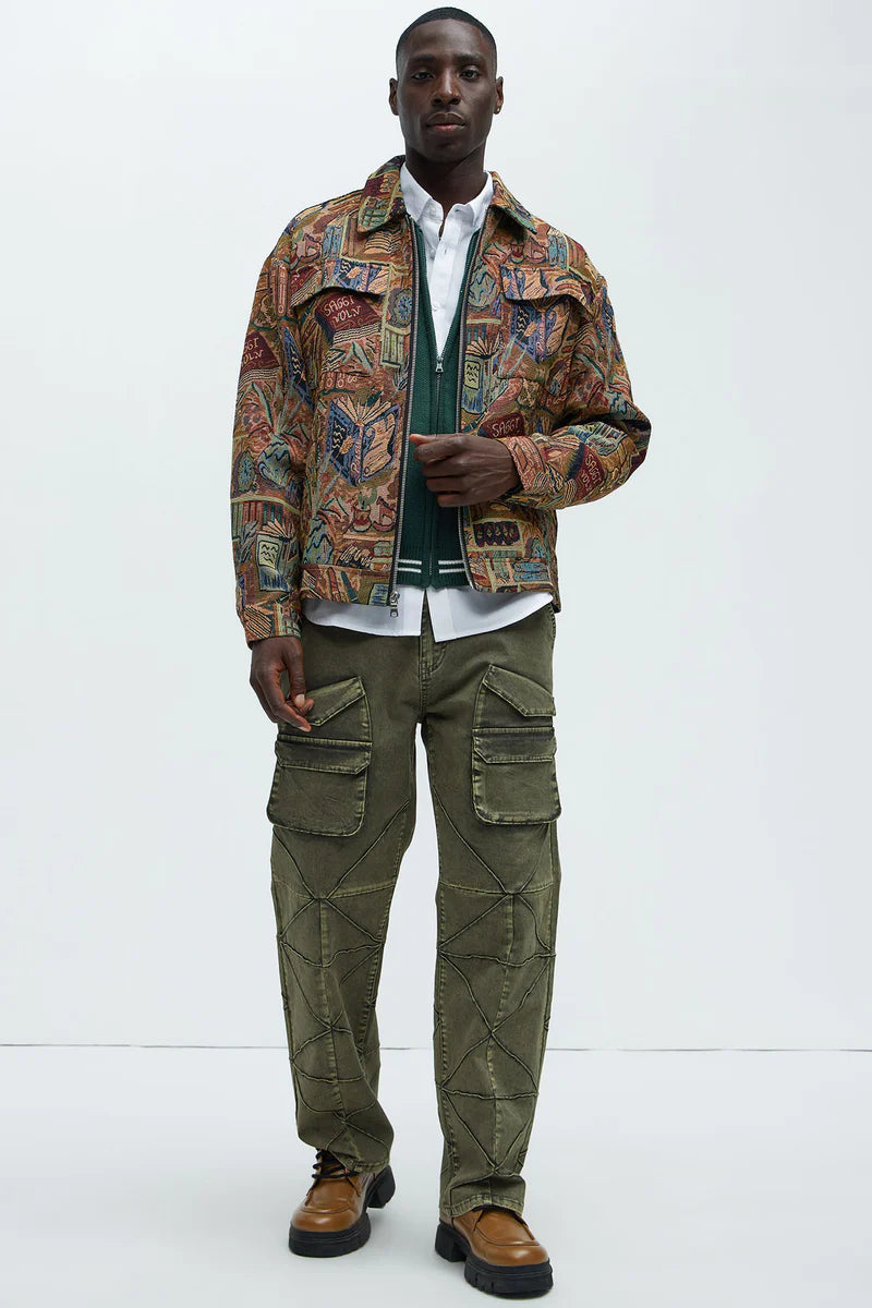 Feelin A Way Tapestry Zip Jacket - Multi Color