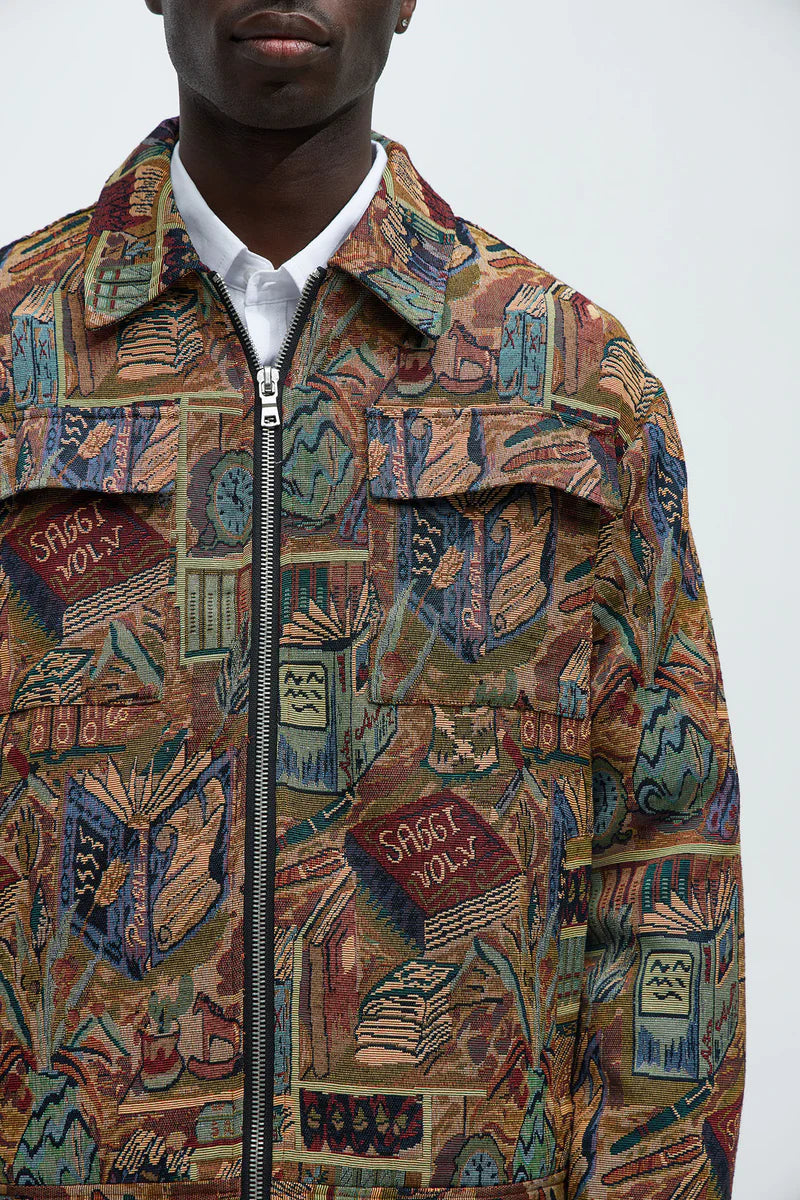 Feelin A Way Tapestry Zip Jacket - Multi Color