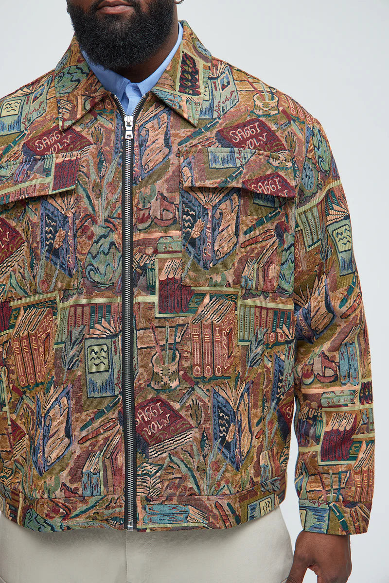 Feelin A Way Tapestry Zip Jacket - Multi Color