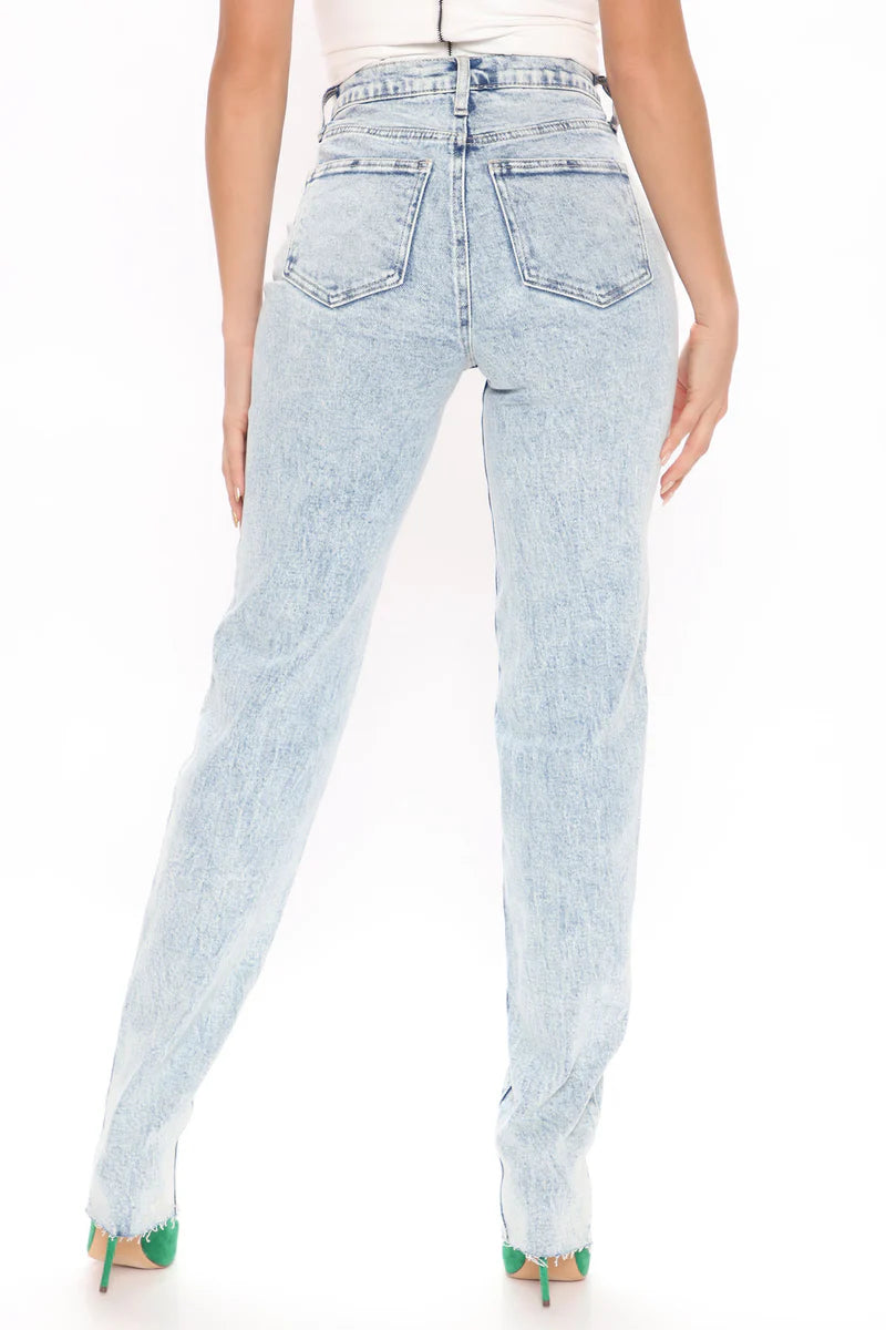 Tall Took Him By Surprise Slim Fit Boyfriend Jeans - Light Blue Wash