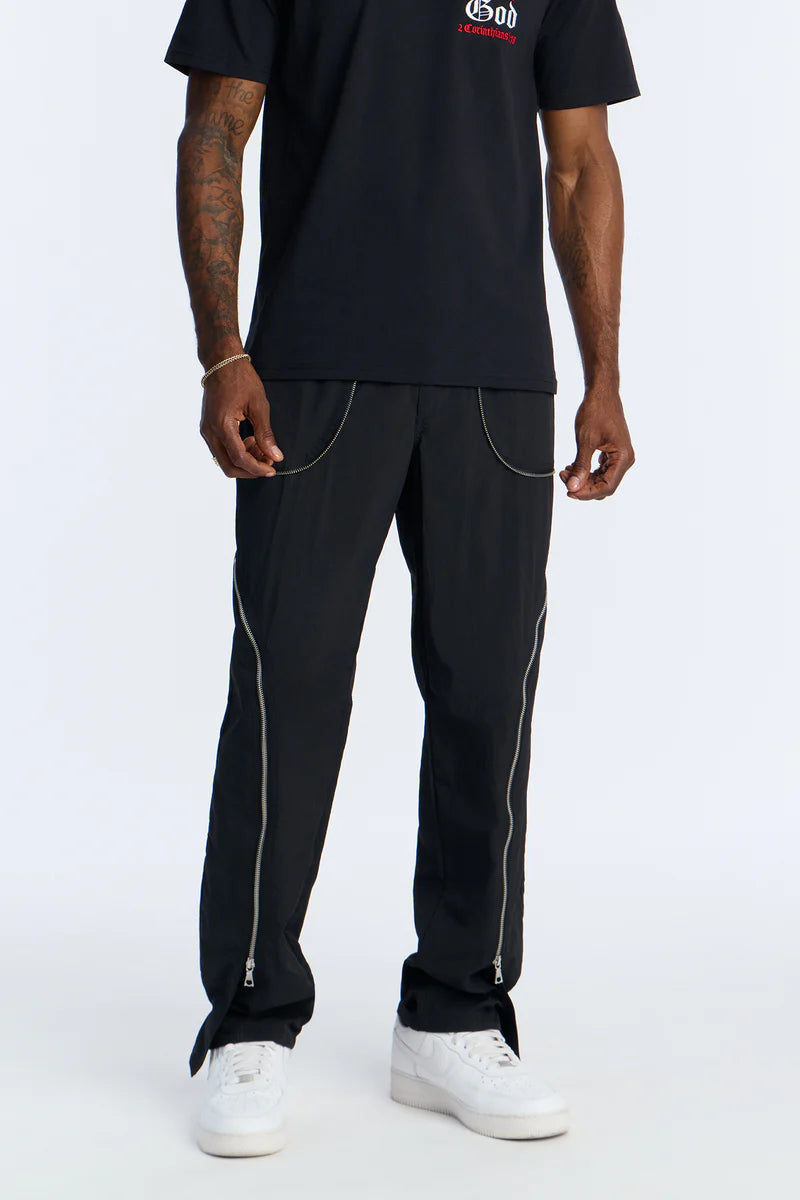 Straight Vanguard Zipper Detail Pant - Black