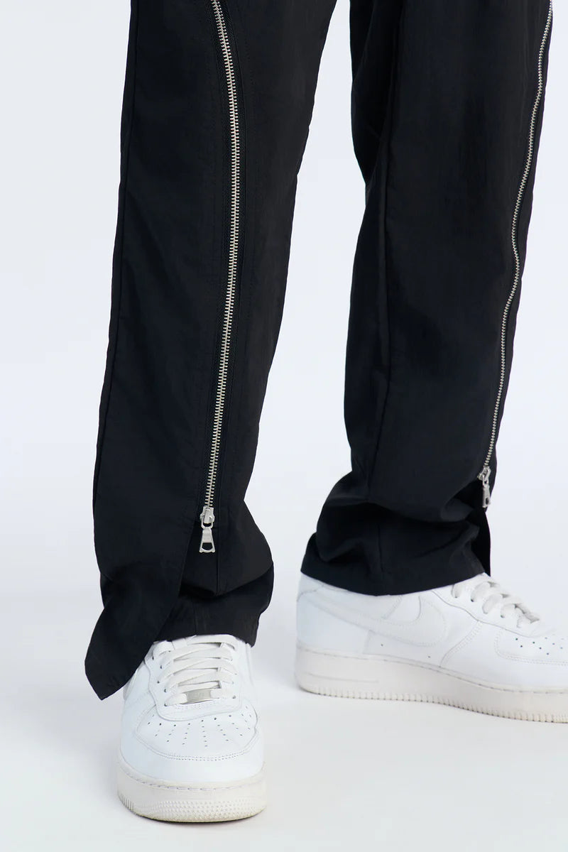 Straight Vanguard Zipper Detail Pant - Black