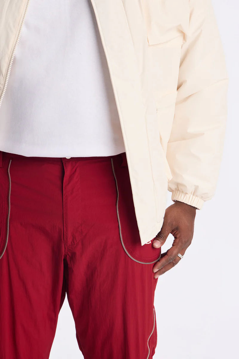 Straight Vanguard Zipper Detail Pant - Burgundy