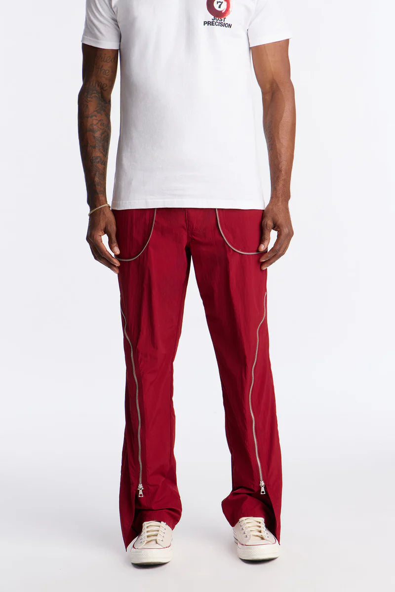 Straight Vanguard Zipper Detail Pant - Burgundy