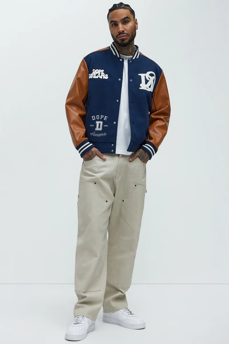 Dope Dreams Varsity Jacket - Navy/combo