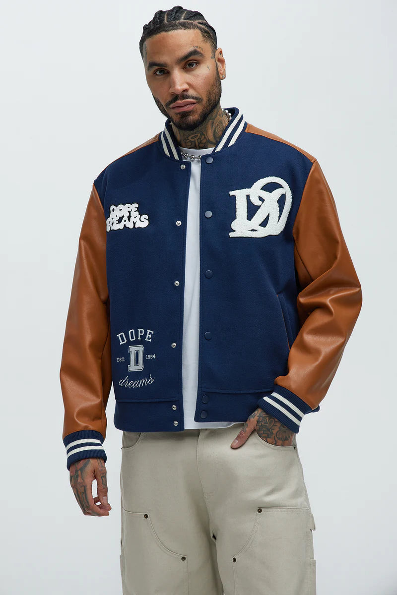 Dope Dreams Varsity Jacket - Navy/combo