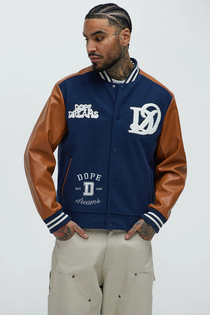 Dope Dreams Varsity Jacket - Navy/combo