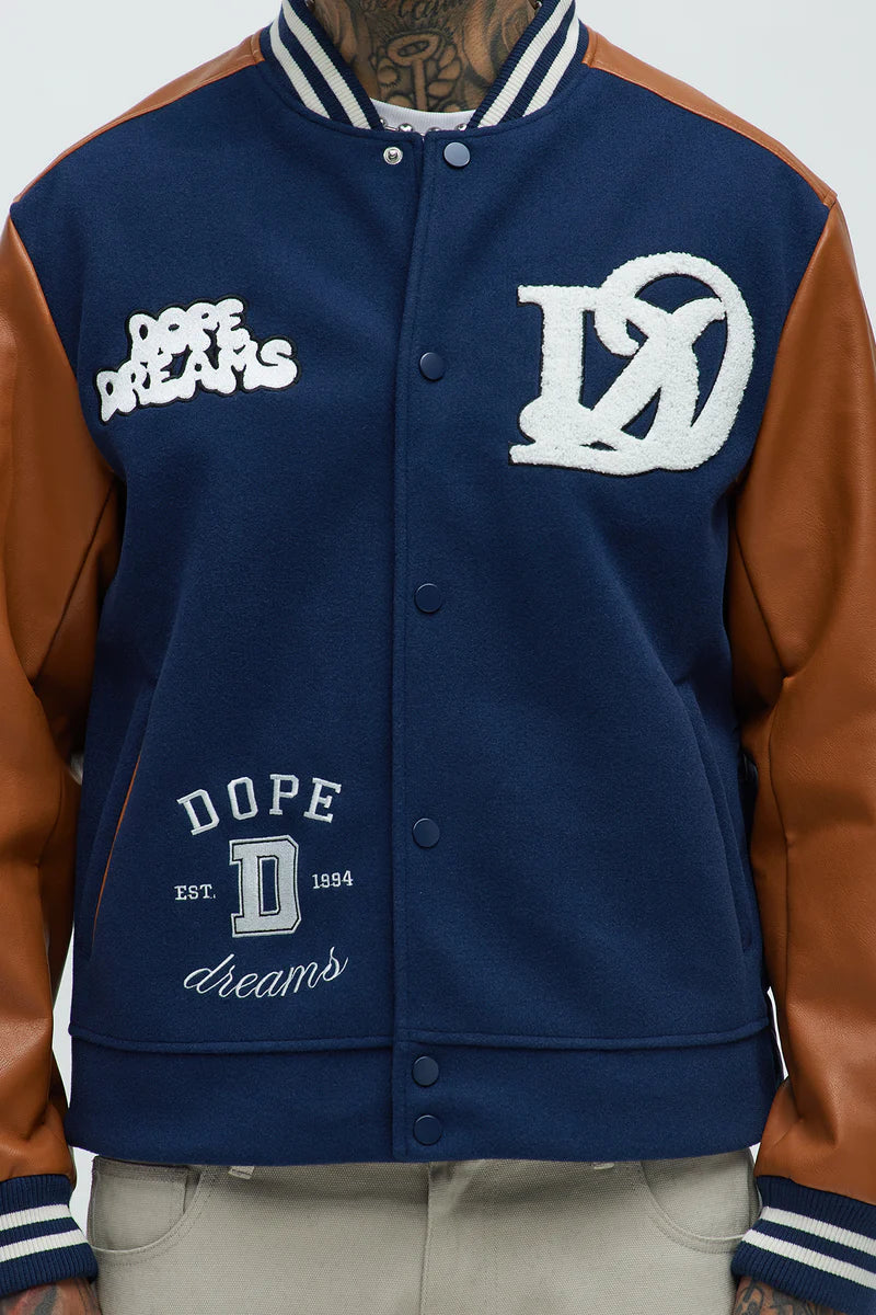 Dope Dreams Varsity Jacket - Navy/combo