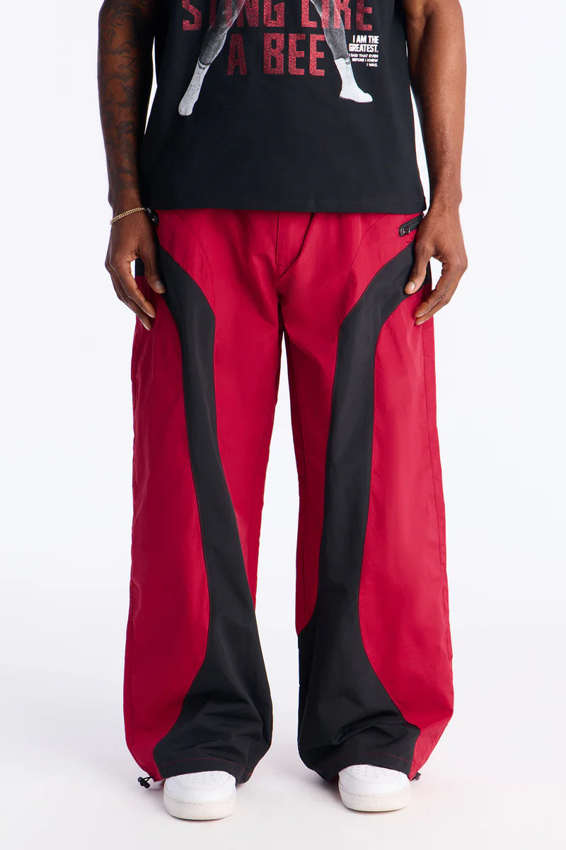 Split It Straight Utility Nylon Pants - Red/combo