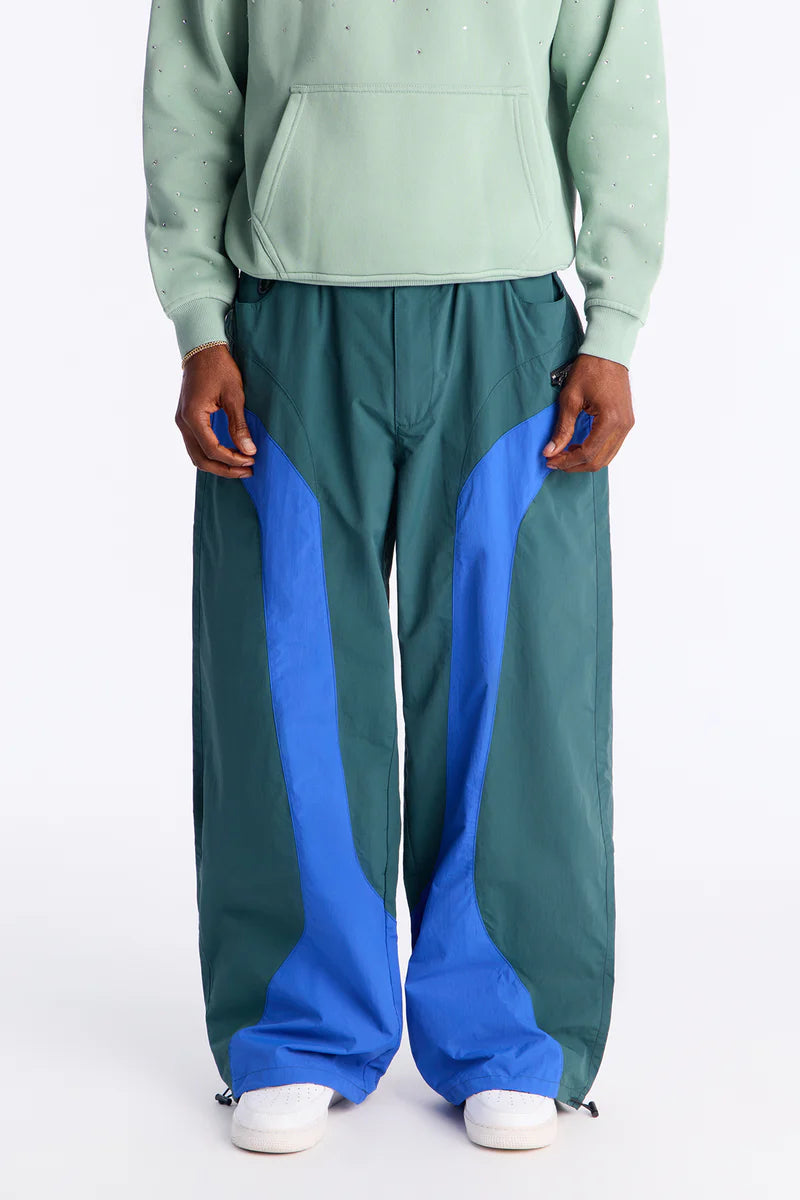 Split It Straight Utility Nylon Pants - Green/combo