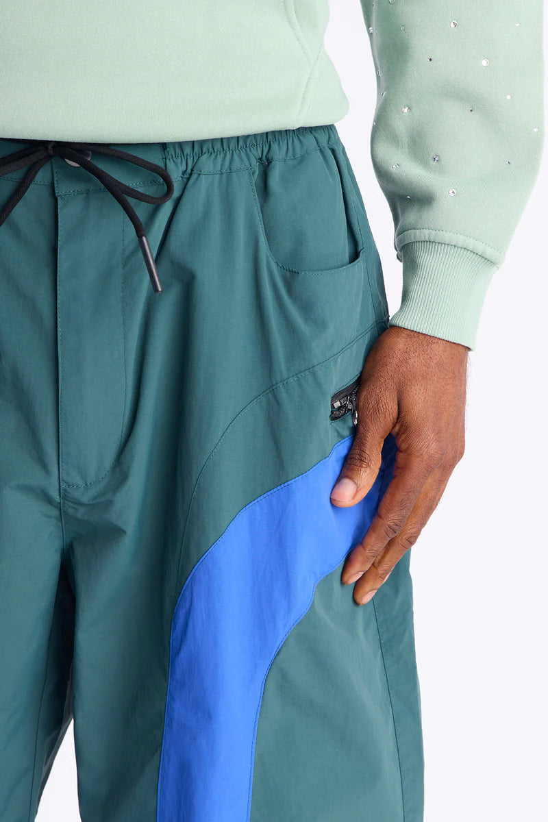 Split It Straight Utility Nylon Pants - Green/combo