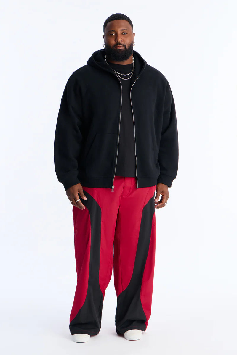 Split It Straight Utility Nylon Pants - Red/combo