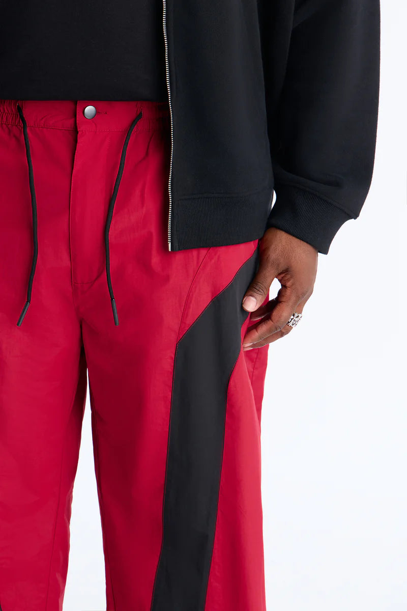 Split It Straight Utility Nylon Pants - Red/combo