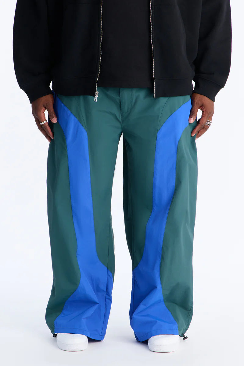 Split It Straight Utility Nylon Pants - Green/combo