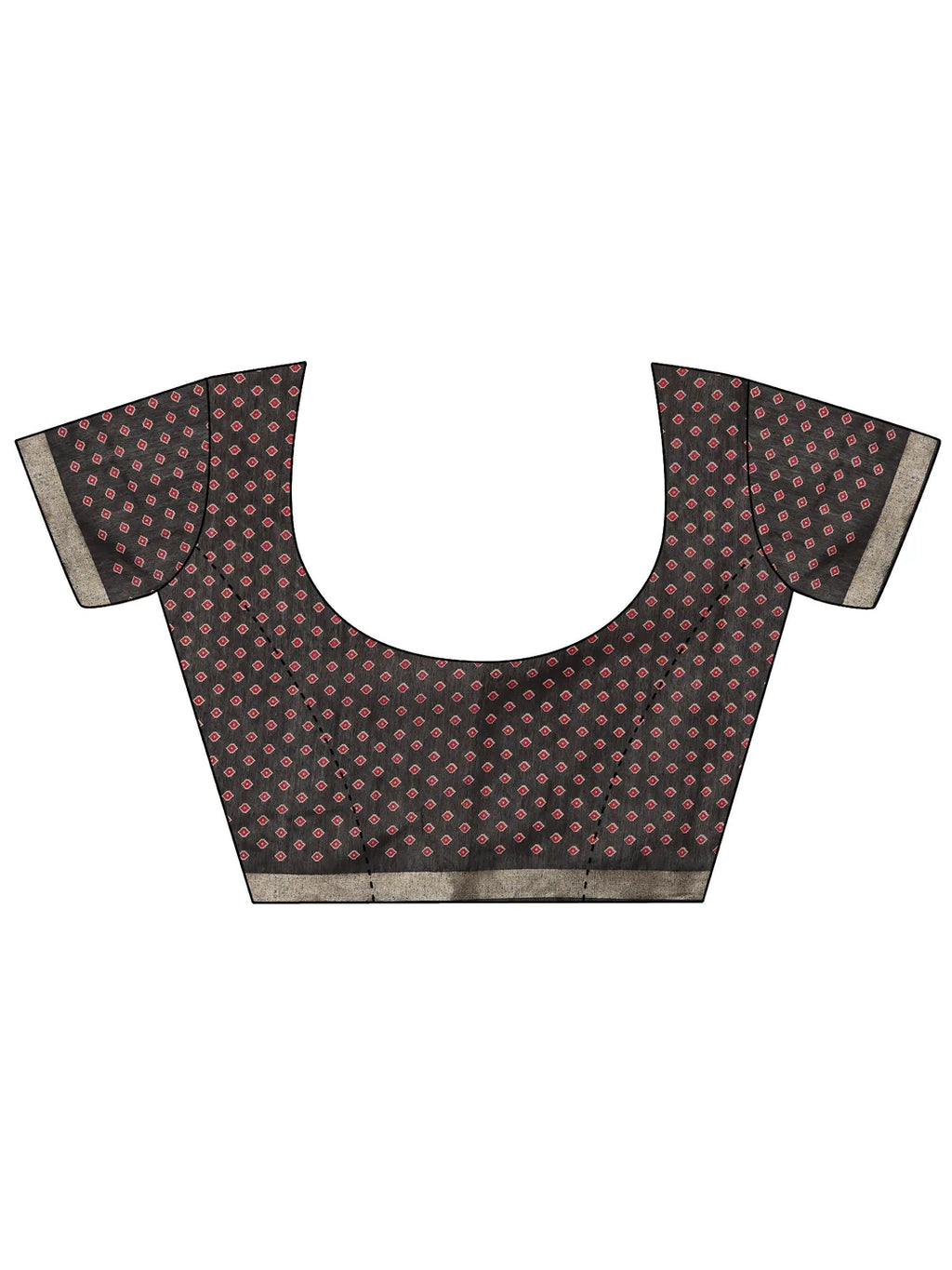 Maroon Printed Cotton Blend Saree With Unstitched Blouse Piece