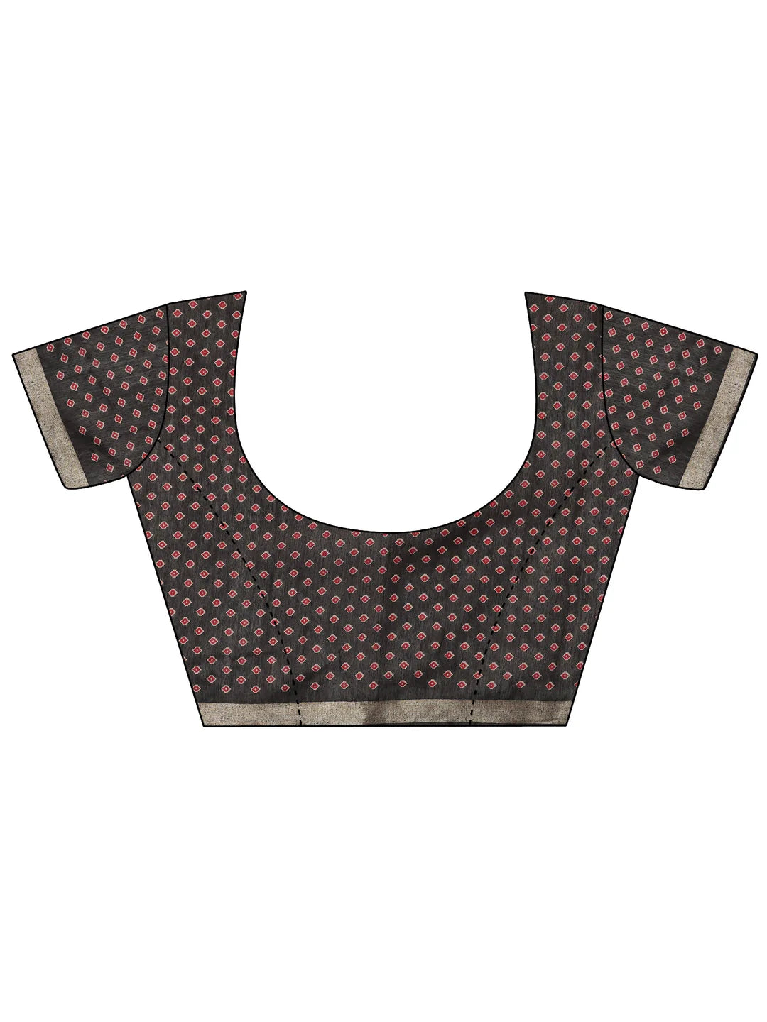 Maroon Printed Cotton Blend Saree With Unstitched Blouse Piece