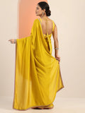 Mustard Solid Silk blend Saree With Unstitched Blouse Piece