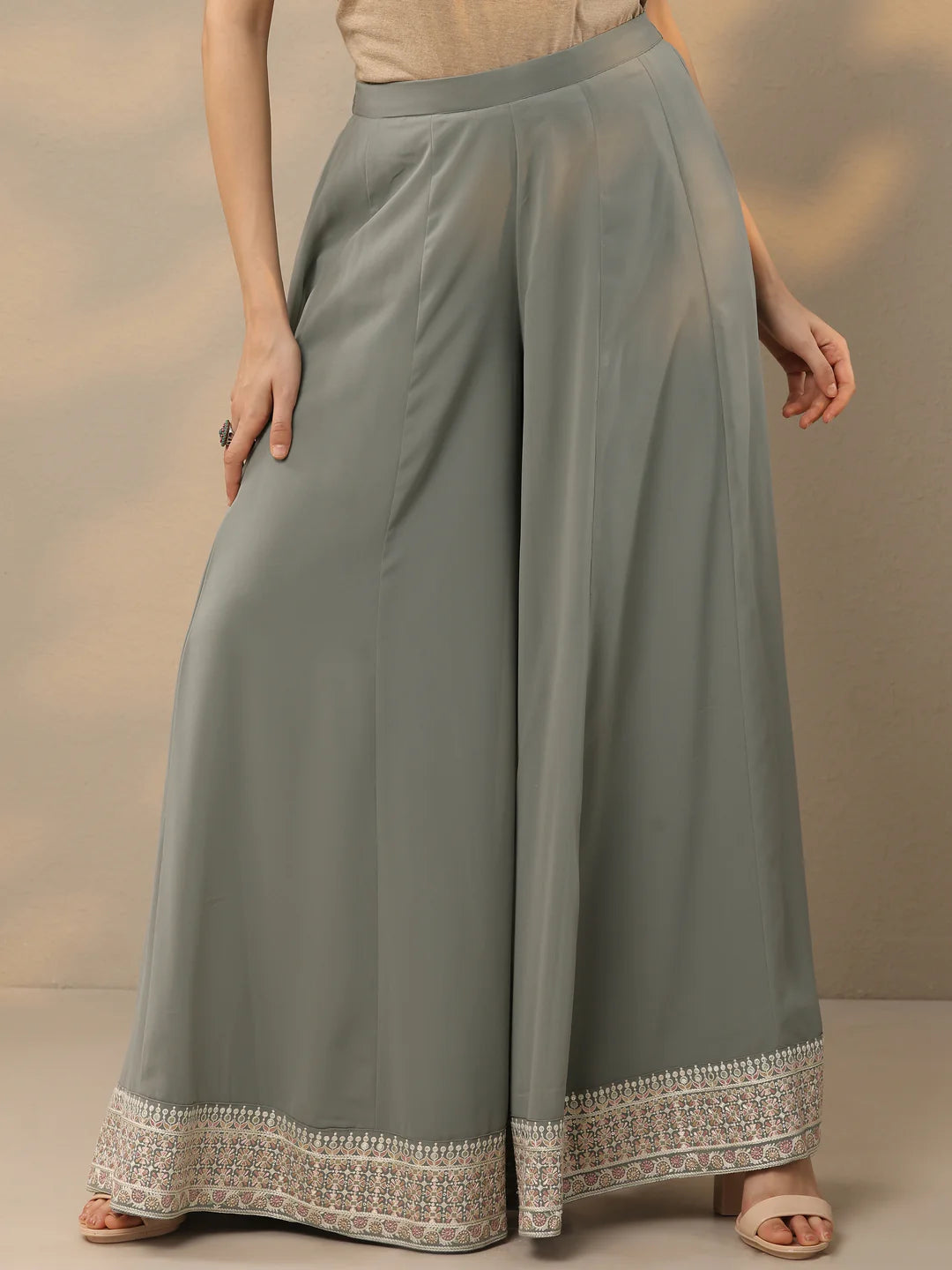 Libas Art Grey Embroidered Georgette Co-Ords