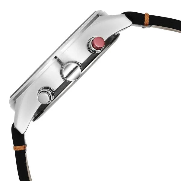 Fastrack Opulence Sun Moon Chronograph Silver Dial Black Leather Strap Analog Quartz Watch For Guys