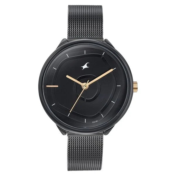 Fastrack Stunners Quartz Analog Black Dial Stainless Steel Strap Watch for Girls