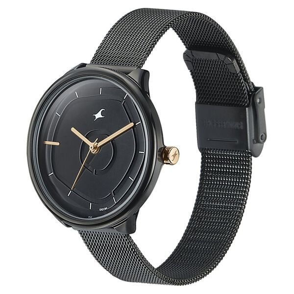 Fastrack Stunners Quartz Analog Black Dial Stainless Steel Strap Watch for Girls