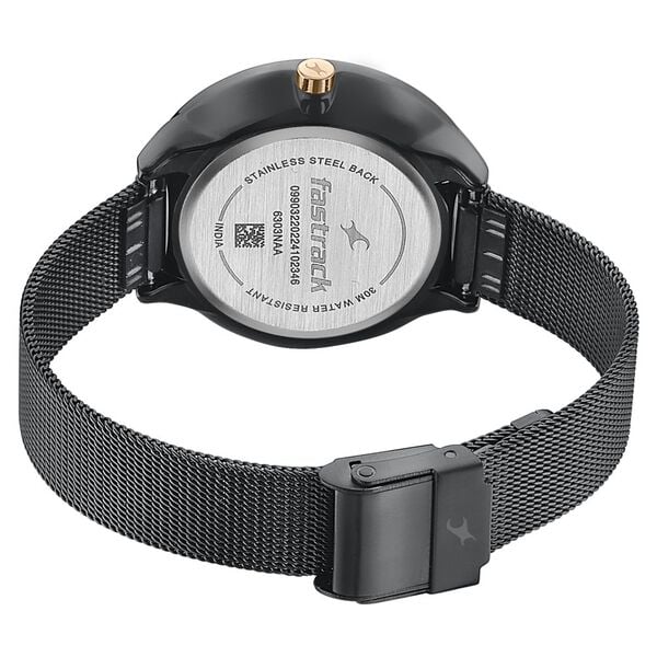 Fastrack Stunners Quartz Analog Black Dial Stainless Steel Strap Watch for Girls