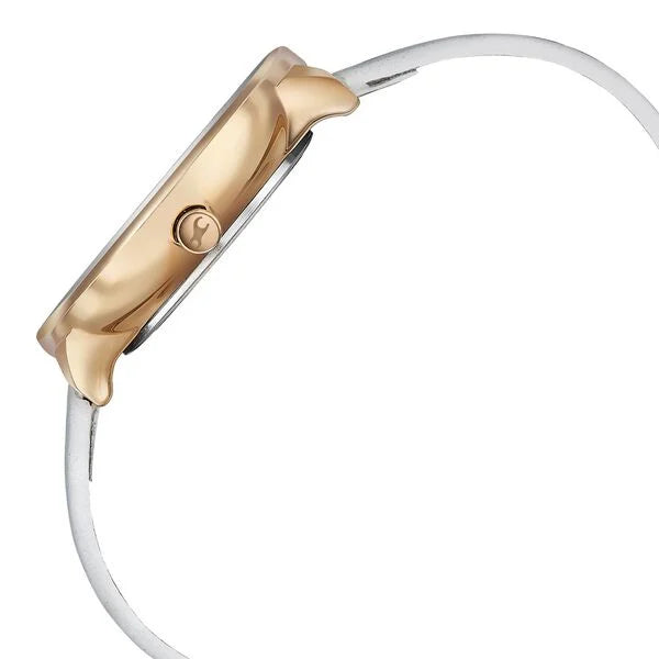 Fastrack Stunners Analog Rose Gold Dial White Leather Strap Watch For Girls