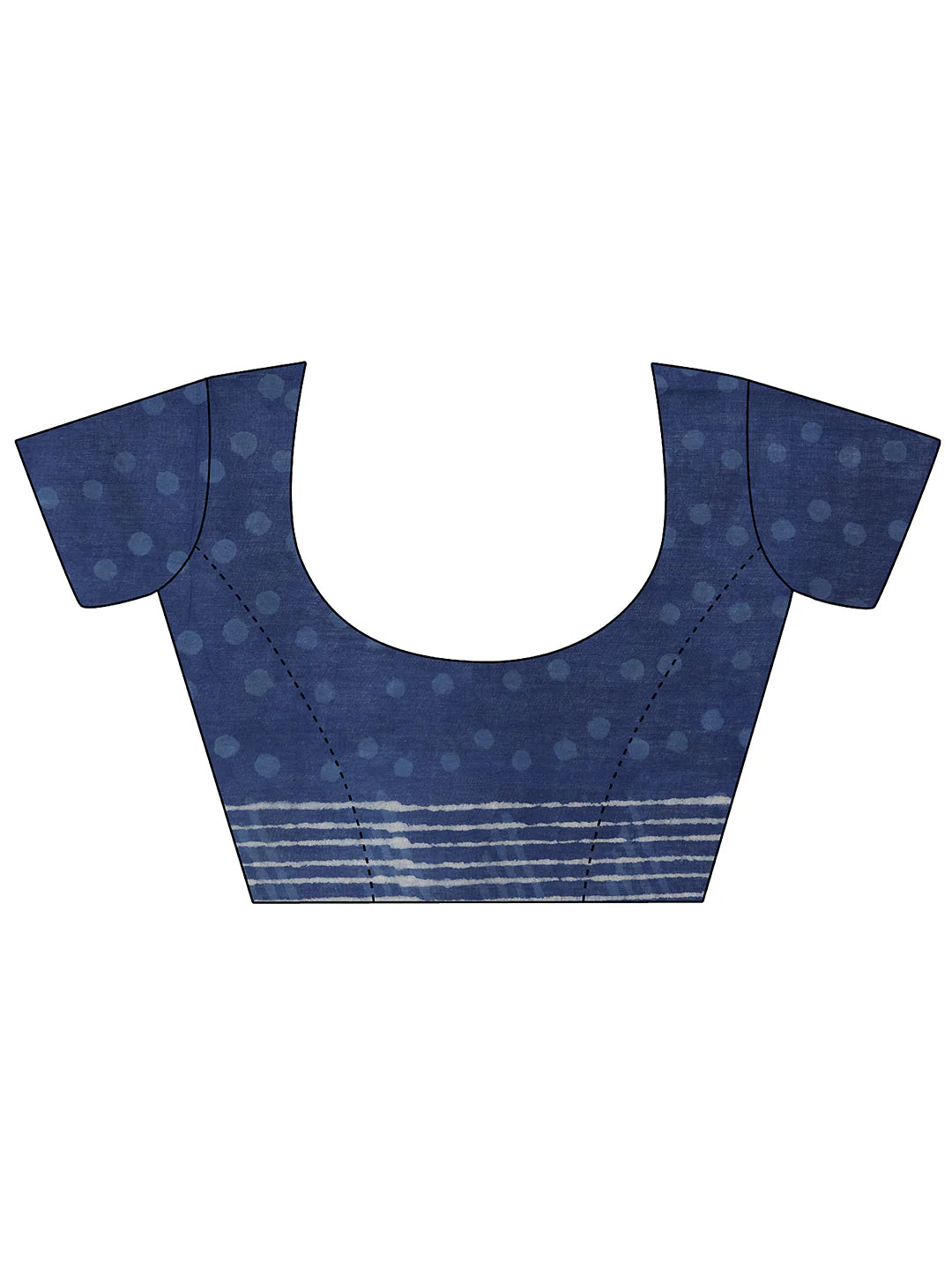 Indigo Printed Cotton Saree With Unstitched Blouse Piece