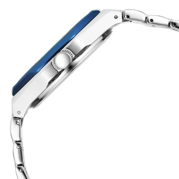 Fastrack Vyb Limitless Quartz Analog Blue Dial Silver Color Metal Strap Watch For Guys