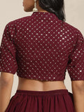 Burgundy Embellished Georgette Dhoti Saree