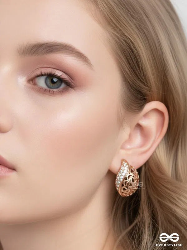 Golden Rhinestone Drop Stud Earrings